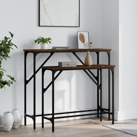 vidaXL Console Tables 2 pcs Brown Oak Engineered Wood