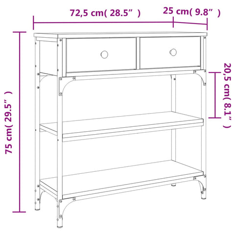 vidaXL Console Table Smoked Oak 72.5x25x75 cm Engineered Wood