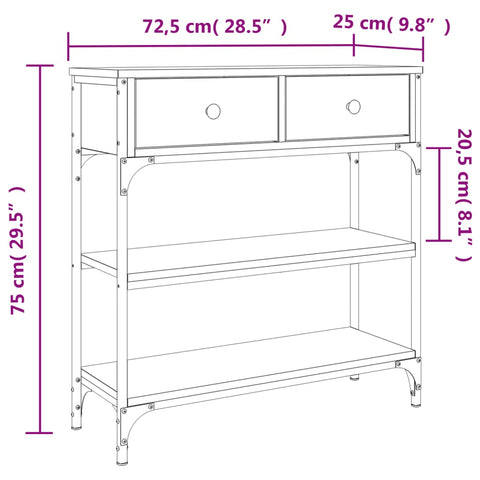 vidaXL Console Table Grey Sonoma 72.5x25x75 cm Engineered Wood
