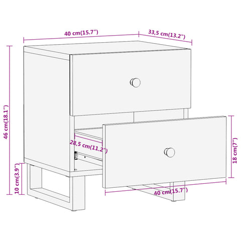 vidaXL Bedside Cabinet Brown and Black Solid Wood Mango