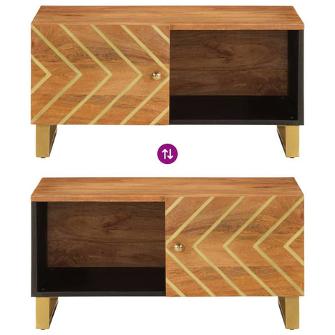 vidaXL Coffee Table Brown and Black 80x50x40 cm Solid Wood Mango