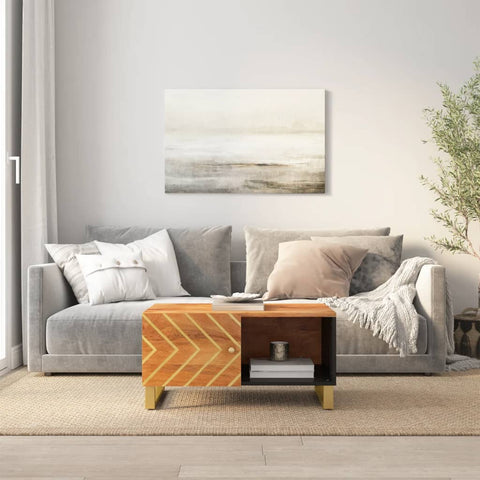 vidaXL Coffee Table Brown and Black 80x50x40 cm Solid Wood Mango