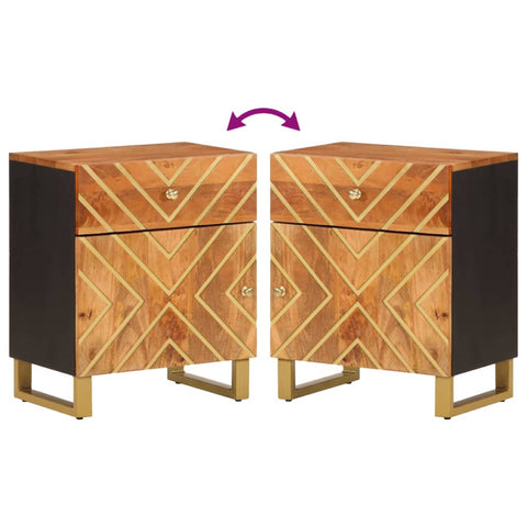 vidaXL Bedside Cabinet Brown and Black 50x33x60 cm Solid Wood Mango