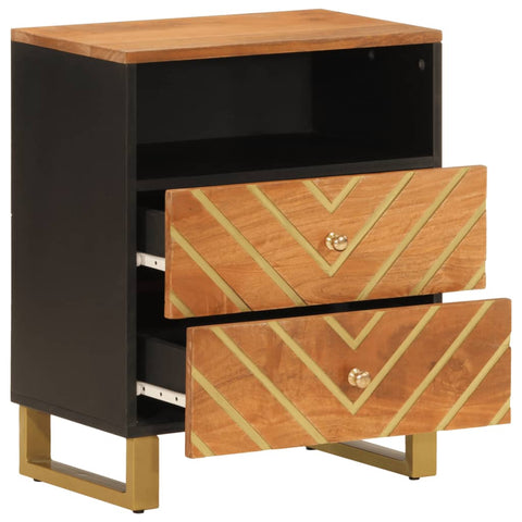 vidaXL Bedside Cabinet Brown and Black 50x33x60 cm Solid Wood Mango