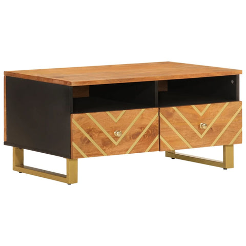 vidaXL Coffee Table Brown and Black 80x54x40 cm Solid Wood Mango