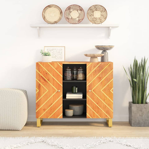 vidaXL Side Cabinet Brown and Black 90x33.5x75 cm Solid Wood Mango