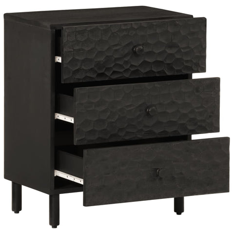 vidaXL Bedside Cabinet Black 50x33x60 cm Solid Wood Mango