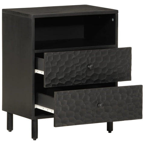 vidaXL Bedside Cabinet Black 50x33x60 cm Solid Wood Mango