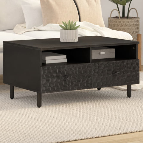 vidaXL Coffee Table Black 80x54x40 cm Solid Wood Mango