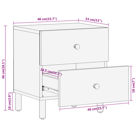 vidaXL Bedside Cabinets 2 pcs 40x33x46 cm Solid Wood Mango