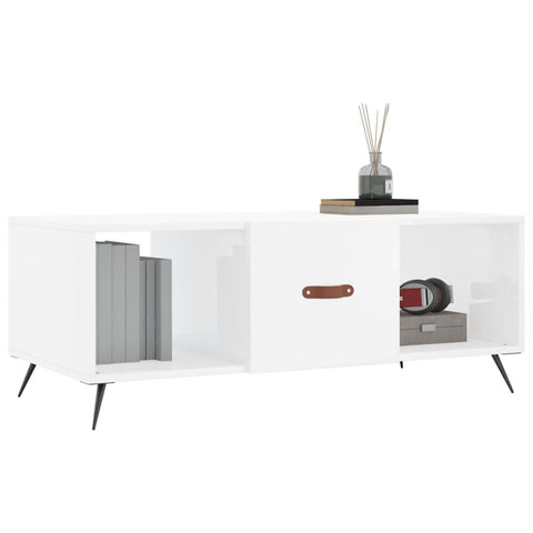 vidaXL Coffee Table High Gloss White 102x50x40 cm Engineered Wood