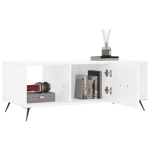 vidaXL Coffee Table High Gloss White 102x50x40 cm Engineered Wood