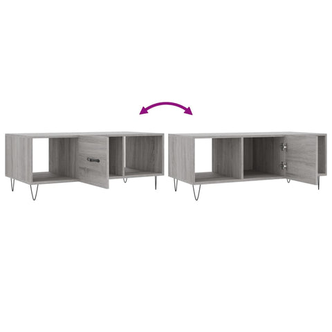 vidaXL Coffee Table Grey Sonoma 102x50x40 cm Engineered Wood