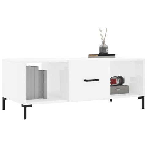 vidaXL Coffee Table High Gloss White 102x50x40 cm Engineered Wood