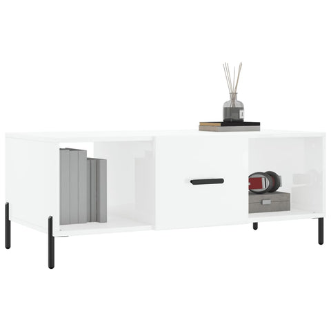 vidaXL Coffee Table High Gloss White 102x50x40 cm Engineered Wood