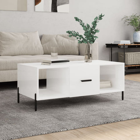 vidaXL Coffee Table High Gloss White 102x50x40 cm Engineered Wood