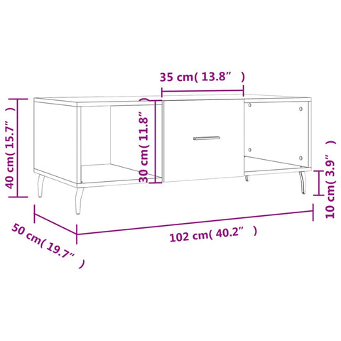 vidaXL Coffee Table White 102x50x40 cm Engineered Wood