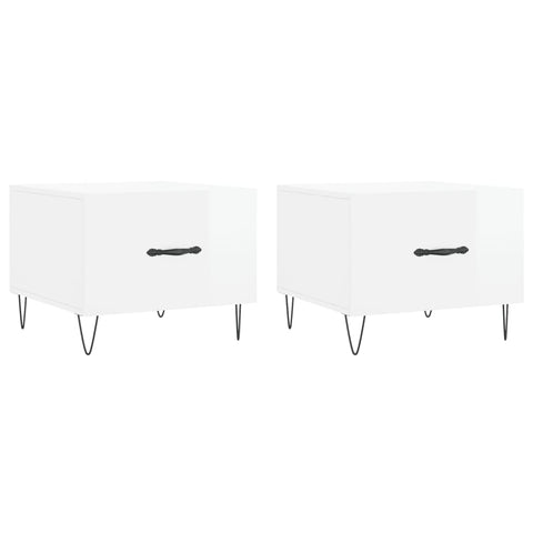 vidaXL Coffee Tables 2pcs High Gloss White 50x50x40 cm Engineered Wood
