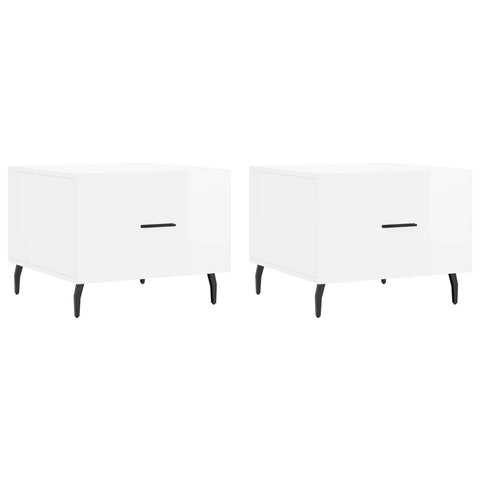 vidaXL Coffee Tables 2pcs High Gloss White 50x50x40 cm Engineered Wood