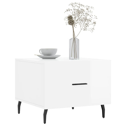 vidaXL Coffee Tables 2pcs High Gloss White 50x50x40 cm Engineered Wood