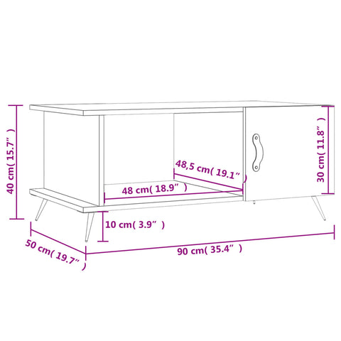 vidaXL Coffee Table Concrete Grey 90x50x40 cm Engineered Wood