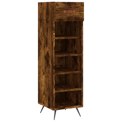 vidaXL Shoe Cabinet Smoked Oak 30x35x105 cm Engineered Wood