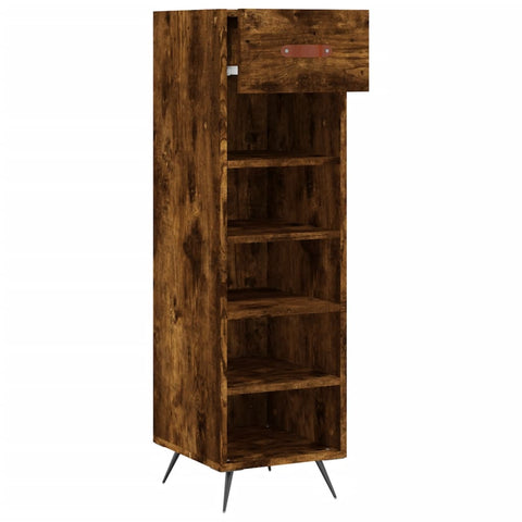 vidaXL Shoe Cabinet Smoked Oak 30x35x105 cm Engineered Wood