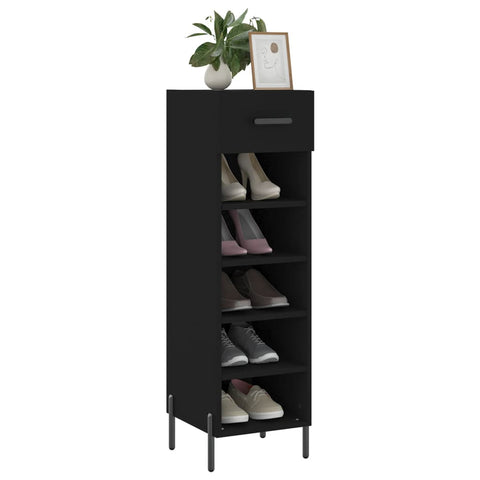 vidaXL Shoe Cabinet Black 30x35x105 cm Engineered Wood