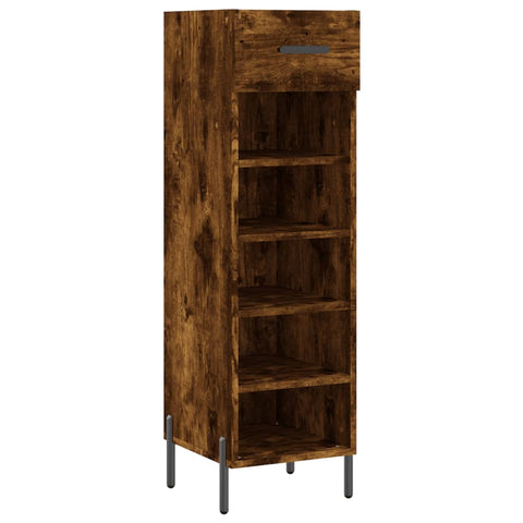 vidaXL Shoe Cabinet Smoked Oak 30x35x105 cm Engineered Wood