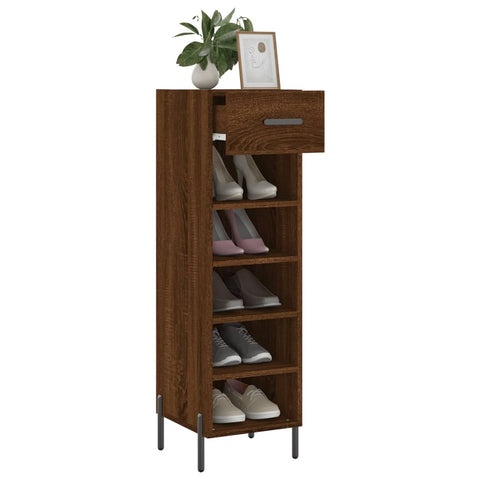 vidaXL Shoe Cabinet Brown Oak 30x35x105 cm Engineered Wood