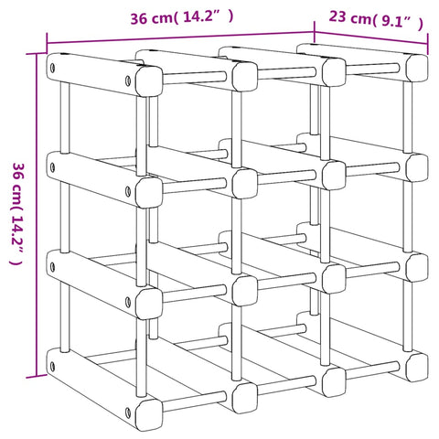 vidaXL Wine Rack for 12 Bottles 36x23x36 cm Solid Wood Pine