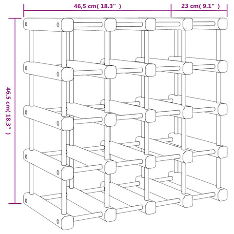 vidaXL Wine Rack for 20 Bottles 46.5x23x46.5 cm Solid Wood Pine