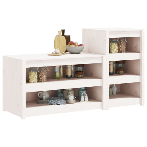 vidaXL Outdoor Kitchen Cabinets 2 pcs White Solid Wood Pine