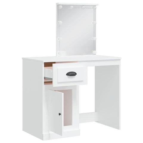 vidaXL Dressing Table with LED Lights White 90x42x132.5 cm