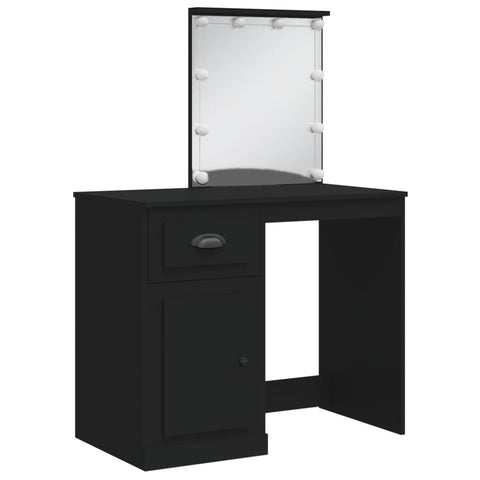 vidaXL Dressing Table with LED Lights Black 90x42x132.5 cm