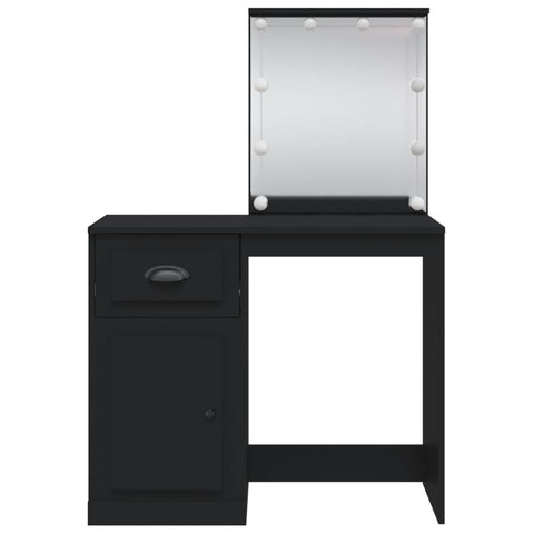 vidaXL Dressing Table with LED Lights Black 90x42x132.5 cm