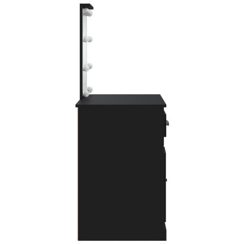 vidaXL Dressing Table with LED Lights Black 90x42x132.5 cm