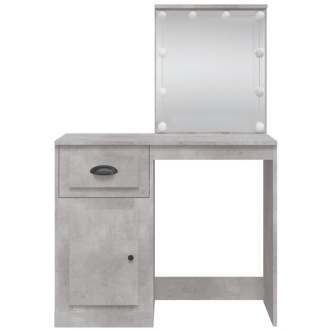 vidaXL Dressing Table with LED Lights Concrete Grey 90x42x132.5 cm