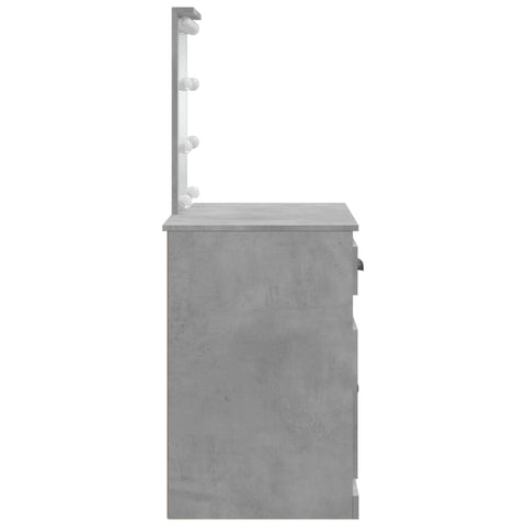 vidaXL Dressing Table with LED Lights Concrete Grey 90x42x132.5 cm