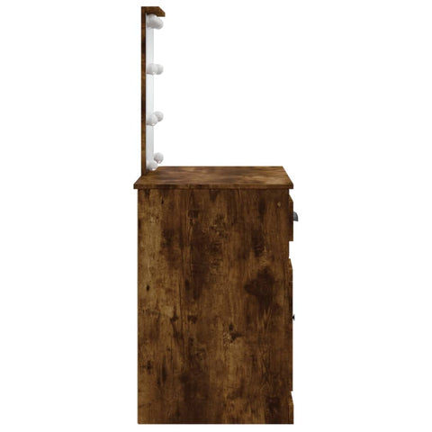 vidaXL Dressing Table with LED Lights Smoked Oak 90x42x132.5 cm