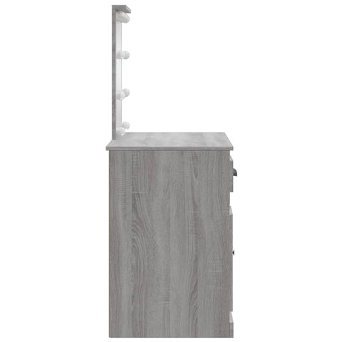 vidaXL Dressing Table with LED Lights Grey Sonoma 90x42x132.5 cm