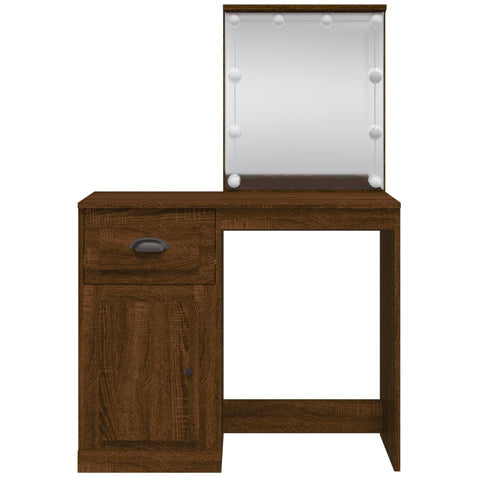 vidaXL Dressing Table with LED Lights Brown Oak 90x42x132.5 cm