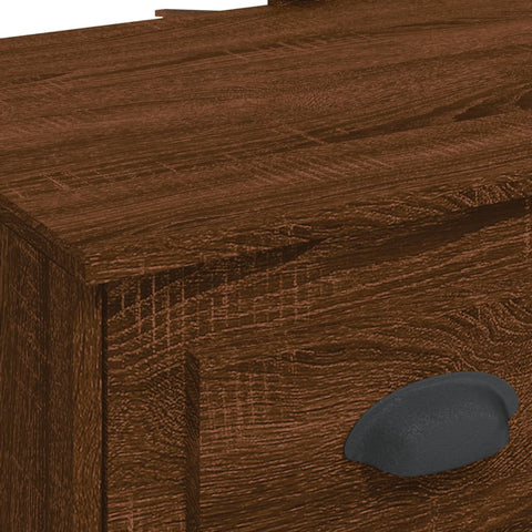 vidaXL Dressing Table with LED Lights Brown Oak 90x42x132.5 cm