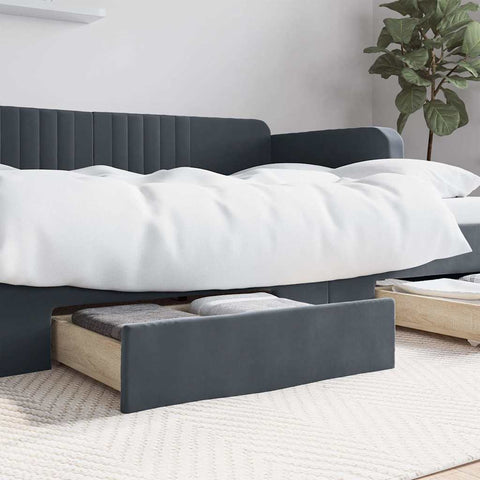vidaXL Bed Drawers 2 pcs Dark Grey Engineered Wood and Velvet
