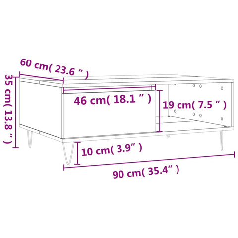 vidaXL Coffee Table White 90x60x35 cm Engineered Wood