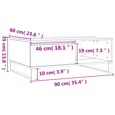 vidaXL Coffee Table Sonoma Oak 90x60x35 cm Engineered Wood