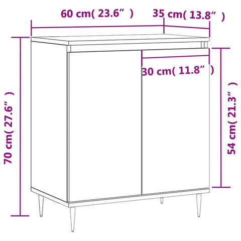 vidaXL Sideboard Sonoma Oak 60x35x70 cm Engineered Wood