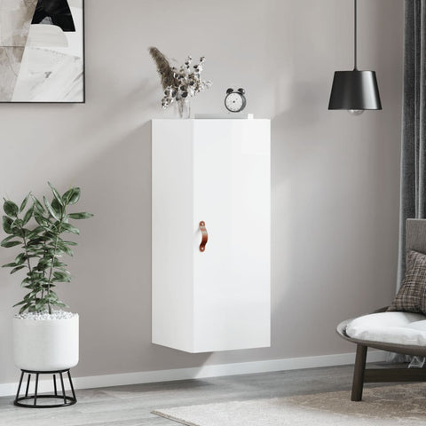 vidaXL Wall Mounted Cabinet High Gloss White 34.5x34x90 cm