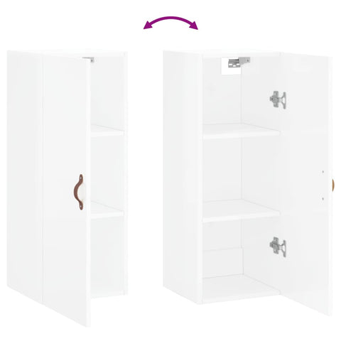 vidaXL Wall Mounted Cabinet High Gloss White 34.5x34x90 cm