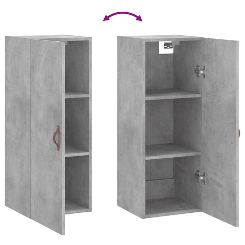 vidaXL Wall Mounted Cabinet Concrete Grey 34.5x34x90 cm